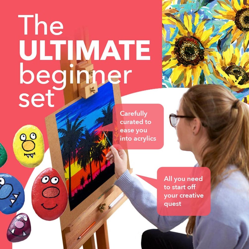 Castle Art Supplies 24 X 12ML Acrylic Paint Set | Value Beginner Set for Starters or Adult Artists | Quality Intense Colors | Smooth to Use on Range of Surfaces | in Neat Presentation Box - Image 3